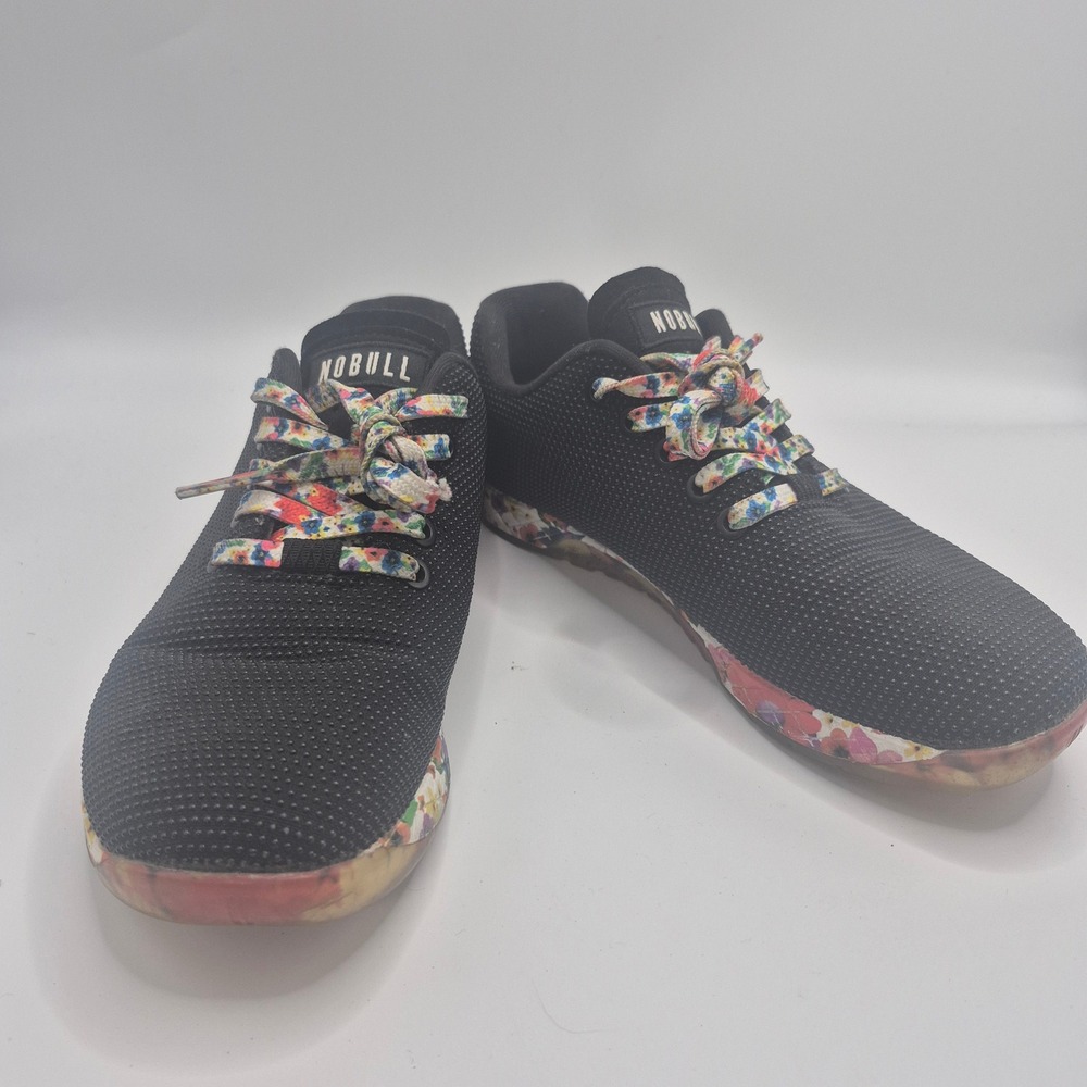 NOBULL Black Floral SuperFabric Trainer Mens 6 Womens 7.5 Training Shoes